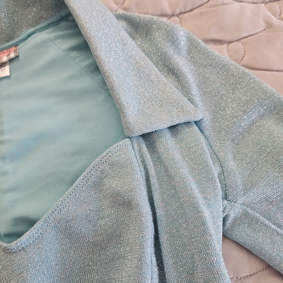 Pinup Couture light blue sparkly lurex top - Picture 4 of 6